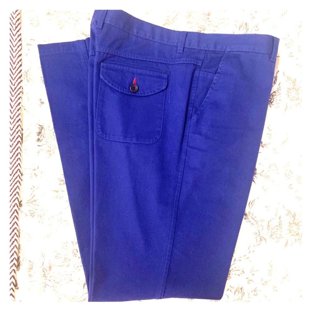 Men’s Designer Oliver Spencer Blue Twill Slacks Pants